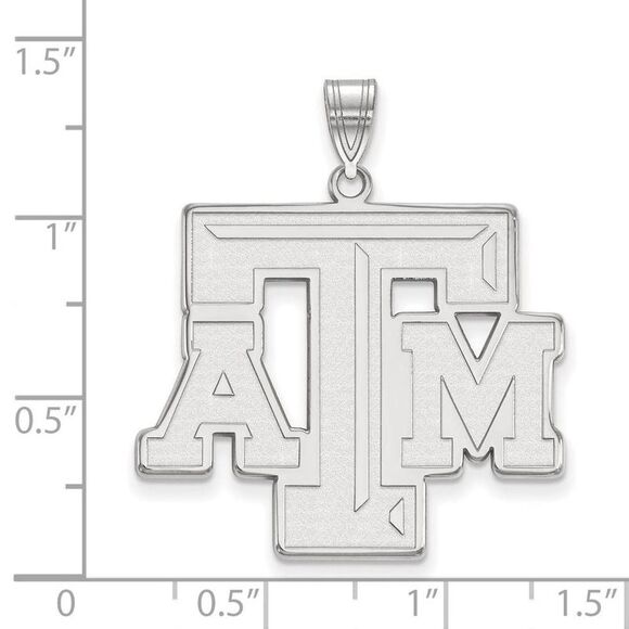 14k White Gold Texas A&M U. XL Fancy 'TAM' Pendant